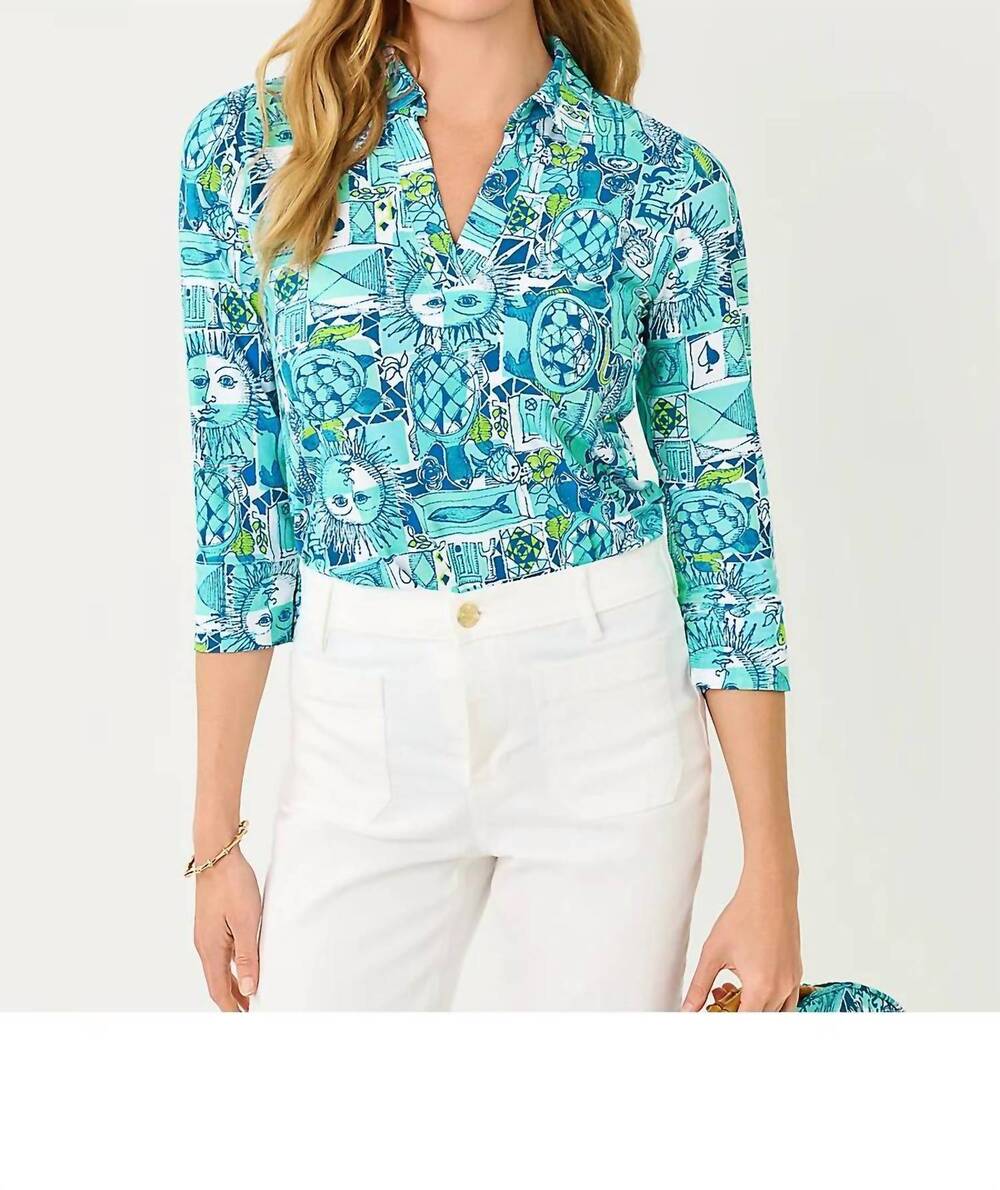NEW LILLY PULITZER upf 50+ mandi 3/4 sleeve top in mint condition harlillyquin